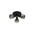 QAZQA - Art Deco Deckenleuchte I Deckenlampe I Lampe I Leuchte schwarz 3-flammig Spotbalken5 cm mit Rauchglas 3-flammig Spotbalken-Licht - Vidro I Wohnzimmer I Schlafzimmer - Rund - LED geeignet E14