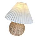 Kleine plissierte Tischlampe Vintage Rattan Nachttisch Nachttisch Mini -Lampe für Schlafzimmer Wohnzimmer Dekorative ästhetische Beleuchtung USB angetrieben 24x28x14 cm