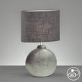 Fischer & Honsel | Tischleuchte, Foro | silberfarben antik| Stoffschirm| anthrazit Leinen innen weiß| L: 23,00 cm, B: 13,00 cm, H: 36,00 cm,| mit Schnurschalter| 1x E14 max. 40 Watt | 50557