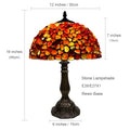Lampe, 12X12X19 Zoll Achat-Bernstein-Buntglaslampe, Tischlampe aus Naturstein, antike Vintage-Schreibtischleuchte für Nachttisch, Büro, Wohnzimmer, Lesenachtlicht, Rot