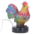 Ldafava Tischlampe mit Hahn aus gebeiztem Harz, buntes LED-Tier-Nachtlicht, USB-betrieben, Heimation, Nachttisch-, 13 cm, 337 g