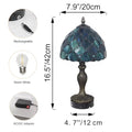 FSLiving Tiffany-Stil Tischlampe Kabellos Warmweißes, Wiederaufladbar Tischleuchte, Dimmbar Nachttischlampe mit Glasschirm und Fernbedienung für Nachttisch Esszimmer Schlafzimmer -TD0901