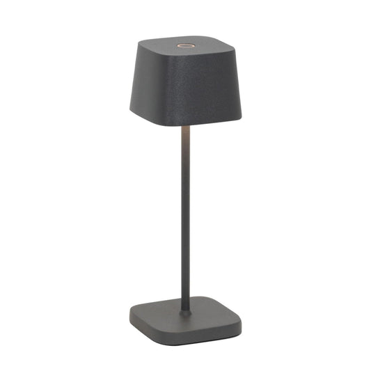 Zafferano, Ofelia Micro Lampe, Kabellose, Wiederaufladbare Tischlampe mit Touch Control, Auch für den Außenbereich Geeignet, Dimmer, 2200-3000 K, Höhe 20 cm, Farbe Dunkelgrau