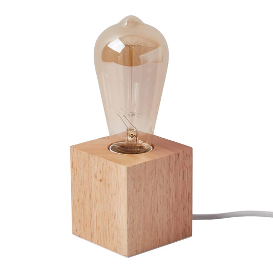 OuXean Kleine Tischlampe Nachttischlampe mit quadratischem Holzsockel Nachttischlampe, E27 60W Perfekt für Schlafzimmer, Wohnzimmer oder Büro (ohne Leuchtmittel)