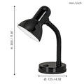 EGLO Tischlampe Basic, Schreibtischlampe Kinder, Leselampe Schwanenhals, flexible Schreibtisch Lampe, schwarze Nachttischlampe mit E27 Fassung