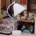 Lampenschirm Schlafzimmer Tischlampe Miniatur Möbel Modell Puppenhäuser Zubehör Realistische Beleuchtung Spielzeug Spielset 1:12 Weiß Sockel Lampe