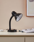 EGLO Tischlampe Basic, Schreibtischlampe Kinder, Leselampe Schwanenhals, flexible Schreibtisch Lampe, schwarze Nachttischlampe mit E27 Fassung