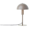Lightbox Pilz-Tischlampe | 27 cm Höhe, Ø 15 cm | Home Office Schreibtischlampe mit Wipp-Schalter | Mini LED Lampe als Nachttischlampe für das Schlafzimmer | E14 | aus Metall in Matt Taupe/Grau