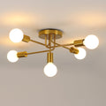 DELIPOP Deckenleuchte Vintage - 5 Flammig E27 Retro Deckenlampe Kronleuchter Gold Modern für Wohnzimmer Esszimmer Flur Restaurant Hotel Café