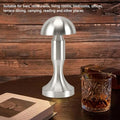 Tischlampe aus Metall in Pilzform, Eisen, 3-farbige LED, 1800 mAh, Typ C, Berührungssensor, stufenloses Dimmen, Nachttischlampe für Restaurants, Wohnzimmer, Büro (Silber)