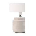 Pauleen 48219 Bright Soul Tischleuchte max. 20 Watt handgefertigt Creme, Beige Nachttischlampe im Boho Look aus Stoff, Keramik E14