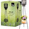 Gadgy Outdoor Stehlampe LED Solar mit Blumenständer – Wasserdichte Stehlampe für Garten & Balkon – Solarbetriebene Standleuchte für Nachhaltige Beleuchtung – LED Außenstehleuchte Dreibein