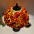 Lampe, 12X12X19 Zoll Achat-Bernstein-Buntglaslampe, Tischlampe aus Naturstein, antike Vintage-Schreibtischleuchte für Nachttisch, Büro, Wohnzimmer, Lesenachtlicht, Rot