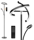 ANTENLICHT Stehlampe LED Dimmbar|Schwarz Stehleuchte 20W mit flexibler 7W Leselampe| Modern deckenfluter mit fernbedienung mit 4 Farbtemperatur für Wohnzimmer, Schlafzimmer, Büro, Hotel