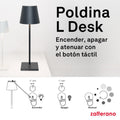 Zafferano, Poldina L Schreibtischlampe, Tragbare und Wiederaufladbare Tischlampe mit Touch Control, Geeignet für Wohnzimmer und Außenbereich, Dimmer, 2200-3000 K, Höhe 49,7 cm, Farbe Weiß