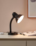 EGLO Tischlampe Basic, Schreibtischlampe Kinder, Leselampe Schwanenhals, flexible Schreibtisch Lampe, schwarze Nachttischlampe mit E27 Fassung