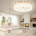 VOLISUN Deckenventilator mit Beleuchtung und Fernbedienung, 6 Windstufen und Dimmbar, Moderner Deckenlampe mit Ventilator, Leiser LED Deckenventilator für Schlafzimmer Wohnzimmer (Weiß, 50CM)
