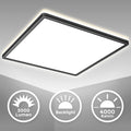 B.K.Licht - LED Deckenlampe mit indirektem Licht, ultraflach, neutralweiße Lichtfarbe, LED Panel, Deckenleuchte, Lampe, Wohnzimmerlampe, Schlafzimmerlampe, Küchenlampe, 42x42x2,9 cm, Schwarz