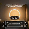 VOSFEEL Nachttischlampe Touch Dimmbar mit Wecker, Tischlampe mit Ladefunktion Wireless Ladegerät, Nachtlampe 4 Stufige Helligkeit USB-Ausgang für Schlafzimmer Wohnzimmer Buro