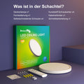 DetarZinLED 30cm Deckenlampe mit Fernbedienung, 24W Flach Rund Led Deckenleuchte, Dimmbar Rgb Farbwechsel Decken Lampe 3000K-6500K 2700LM IP44 für Wohnzimmer Jugendzimmer Badezimmer[ Energieklasse E]