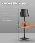 FUYO LED Tischlampe Kabellose 2er Set USB-C-Ladung Akku-Tischleuchte Outdoor mit Touch Stufenlos Dimmbar 2700K-6000K/3 Farben - für Wohnzimmer Schlafzimmer Balkon Garten Terrasse (Schwarz)