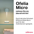 Zafferano, Ofelia Micro Lampe, Kabellose, Wiederaufladbare Tischlampe mit Touch Control, Auch für den Außenbereich Geeignet, Dimmer, 2200-3000 K, Höhe 20 cm, Farbe Dunkelgrau