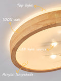 Baerolc LED Deckenleuchte Holz,30cm Deckenlampe Schlafzimmer 24W 3000K Warmweiß Deckenleuchte Küchenlampe Rund Deckenlampe holz für Schlafzimmer/Büro/Küche/Kinderzimmer/Flur/Balko