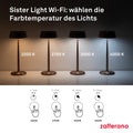 Zafferano, Sister Light Wi-Fi Lampe, Wiederaufladbare und Kabellose Tischlampe mit Fernbedienung, Geeignet für den Innen- und Außenbereich, Stufendimmer, 2200-4000 K, Höhe 32,8 cm, Farbe Elfenbein