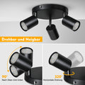 Smanu Deckenstrahler 3 Flammig Schwenkbar,Deckenleuchte GU10 Deckenlampe Wandstrahler Drehbar,Schwarz Spotlight Lampe Deckenspots für Wohnzimmer Schlafzimmer Küchen (Ohne Leuchtmittel)
