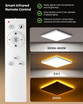 BLNAN LED Deckenleuchte Flach Dimmbar, 24W Deckenlampe mit Fernbedienung, 2000K Nachtlicht Warm, 3000K-6500K Decke Lampe für Schlafzimmer Wohnzimmer Kinderzimmer, Eckig Weiß 30CM
