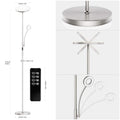 Anten Deckenfluter Klara mit Leselampe | Nickel matt | 30W dimmbare Led Stehlampe mit Fernbedienung | 3 Lichtfarbe | Helligkeit stufenlos einstellbar | helle Stehlampen für Wohnzimmer Büro.