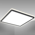 B.K.Licht - LED Deckenlampe mit indirektem Licht, ultraflach, neutralweiße Lichtfarbe, LED Panel, Deckenleuchte, Lampe, Wohnzimmerlampe, Schlafzimmerlampe, Küchenlampe, 42x42x2,9 cm, Schwarz
