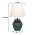 FSLiving Tischlampe Keramik Tischleuchte Lampe Grün, Vintage Dimmbar Nachttischlampe mit Stoffschirm 1xE27, Wiederaufladbare Tischlampe Zeitschaltuhr für Nachttisch Beistelltisch 2er-Satz -TD0753GN