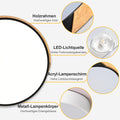Qamra LED Deckenleuchte, Deckenlampe 30cm, Schwarz Deckenleuchte, Moderne Lampe Holz für Wohnzimmer Schlafzimmer Küche Esszimmer Flur 4000K