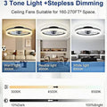DWDVBL 50cm Deckenventilator Mit Beleuchtung 48W 220V Dimmbare Deckenleuchte Mit Fernbedienung Und APP 6 Geschwindigkeiten Lampe Mit Ventilator Timer Schlafzimmer Wohnzimmer Schwarz
