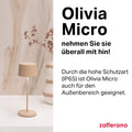 Zafferano, Olivia Micro Lampe, Kabellose, Wiederaufladbare Tischlampe mit Touch Control, Auch für den Außenbereich Geeignet, Dimmer, 2200-3000 K, Höhe 20 cm, Farbe Dunkelgrau
