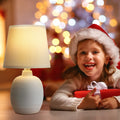 Aigostar Tischlampe Keramik Tischleuchte Lampe für Nachttisch Beistelltisch Nachttischlampe Stoffschirm E14 Vintage Retro