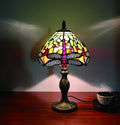 Tokira Vintage Tiffany Tischlampen, E14 Glasmalerei Lampen Schlafzimmer Nacht Wohnzimmer, 8 Zoll Glasmalerei Lampenschirme mit Roter Libelle(Ohne Glühbirnen)