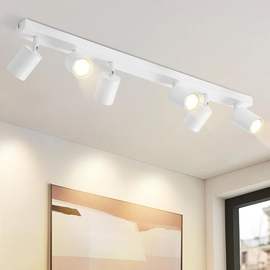 ZMH Deckenleuchte 6 flammig Deckenstrahler Weiß : GU10 Deckenlampe 350°Schwenkbar Deckenspots Modern Spots Küchenlampe Strahler Industrial für Wohnzimmer Schlafzimmer Küche - Ohne Leuchtmittel