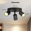 LVWIT GU10 Deckenstrahler LED 3 Flammig Rund LED Deckenleuchte Schwenkbar Schwarz Deckenlampe Spot Drehbar Modern Deckenspots 3 Strahler für Wohnzimmer Schlafzimmer Küche (Ohne Leuchenmittel)