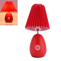 Pilipane Rote Falten -Tischlampe moderne minimalistische 3 Farbtemperatur Schrittless Lesen Lesen mit Fernbedienung Timer für Schlafzimmer Wohnzimmer Stoff Schatten 24x30 cm