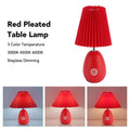 Pilipane Rote Falten -Tischlampe moderne minimalistische 3 Farbtemperatur Schrittless Lesen Lesen mit Fernbedienung Timer für Schlafzimmer Wohnzimmer Stoff Schatten 24x30 cm