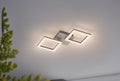 EGLO LED Deckenleuchte Huerta, Wohnzimmerlampe, 2 flammige Deckenlampe, Küchenlampe aus Metall in Silber, Kunststoff in Weiß, LED Schlafzimmerlampe warmweiß, L x B 33 cm