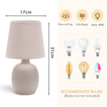 Aigostar Tischlampe Keramik Tischleuchte Lampe für Nachttisch Beistelltisch Nachttischlampe Stoffschirm E14 Vintage Retro
