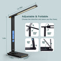 Schreibtischlampe LED Dimmbar mit Ladefunktion Uhr - Tischlampe Nachtlicht mit 10W Kabellosem Ladegerät, USB-Ladeanschluss Klappbare Schreibtisch Lampe, Touch 5-stufig Dimmbare Beleuchtung, 3 Modi