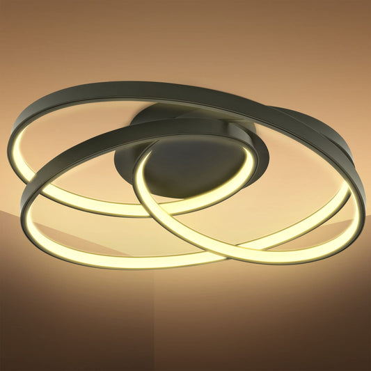 B.K.Licht - LED Deckenlampe mit warmweißer Lichtfarbe, geschwungenes Design, 35 Watt, 4600 Lumen, LED Deckenleuchte, Lampe, Wohnzimmerlampe, Schlafzimmerlampe, Küchenlampe, 39x39,5x14,5 cm, Schwarz
