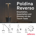 Zafferano, Poldina Reverso Lampe, Wiederaufladbare und Kabellose Tischlampe mit Touch Control, Geeignet für den Innen- und Außenbereich, Dimmer, 2200-3000 K, Höhe 35 cm, Farbe Salbei