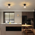 ZMH Deckenleuchte Schwarz Deckenlampe Kristall: Modern Flurlampe E27 Küchenlampe mit Metall Rahmen Vintage Innen Deckenbeleuchtung für Flur Korridor Küche Balkon Wohnzimmer Hotel (Ohne Leuchtmittel)