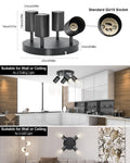 BOYIR Deckenstrahler LED Schwarz Deckenstrahler 4 Flammig Schwenkbar 350°Deckenleuchten Rund Küchenlampe Deckenleuchte GU10 Deckenlampe Spots Deckenleuchte für Schlafzimmer, Ohne Leuchtmittel