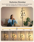 EDISHINE Stehlampe Wohnzimmer, 3-flammige Stehleuchte Dimmbar mit E27 LED-Glühbirnen, Käfig Lampenschirm aus Metall, 2700K warmweiß, Industrial Standleuchte für Schlafzimmer und Büro, 166 cm, Schwarz